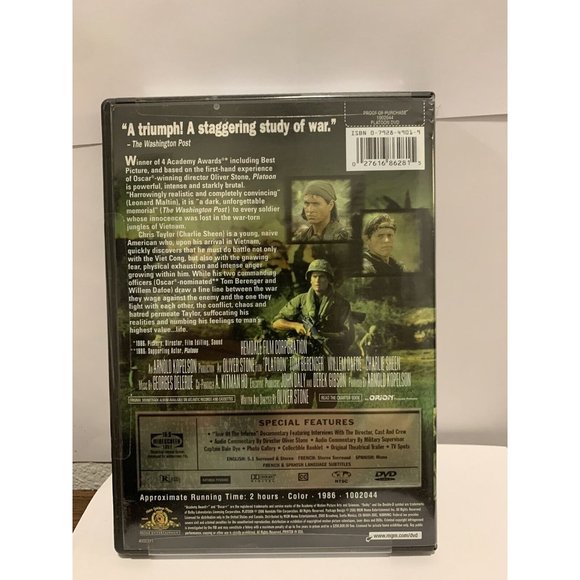 Platoon (DVD, 2009, Special Edition) MGM Oliver Stone Charlie Sheen Brand New - Picture 2 of 5